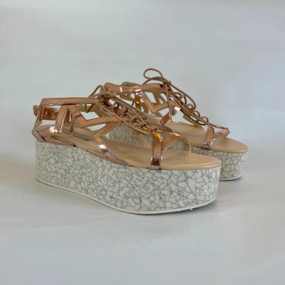 Pre-owned Stella Mccartney Patent Faux Leather Wedge Sandals, 39