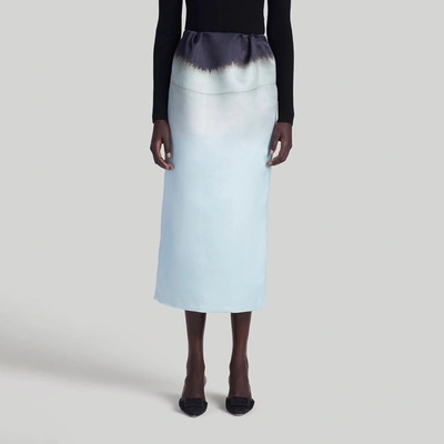 Shop Altuzarra 'karina' Skirt In Misty Aqua Colorscape
