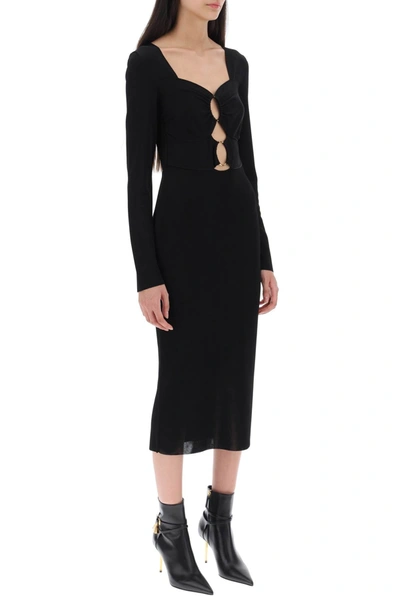Shop Tom Ford Knitted Midi Dress With Cut-outs Women In Black