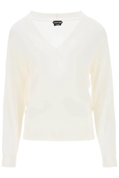 Shop Tom Ford Sweater In Cashmere And Silk Women In White