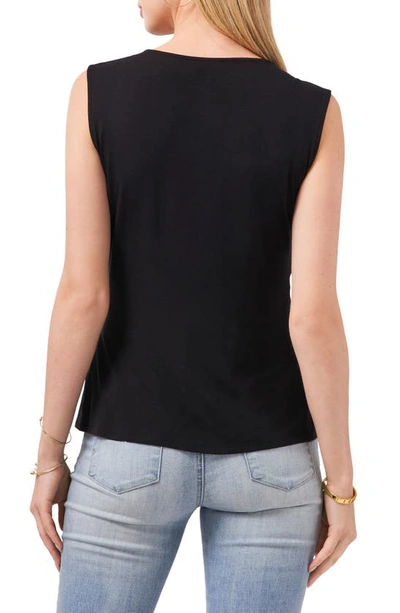 Shop Vince Camuto Tie Front Sleeveless Top In Rich Black