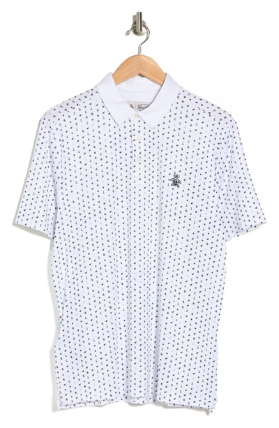 Shop Original Penguin Golf Novelty Print Polo Shirt In Bright White