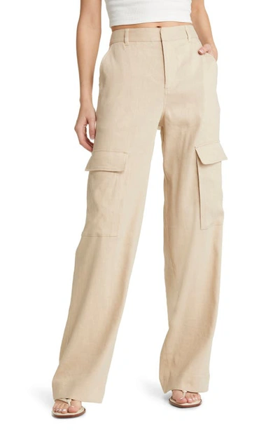 Frame Linen-blend Cargo Pants In Sand