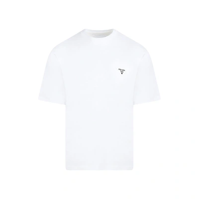 Shop Prada Cotton T-shirt Tshirt In White