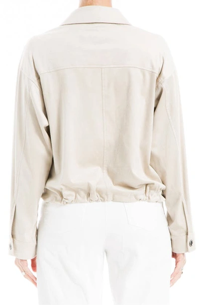Shop Max Studio Faux Suede Bomber Jacket In Oyster