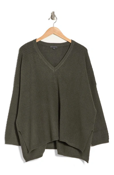 Shop Adrianna Papell Boxy V-neck Pullover Sweater In Dusty Olive