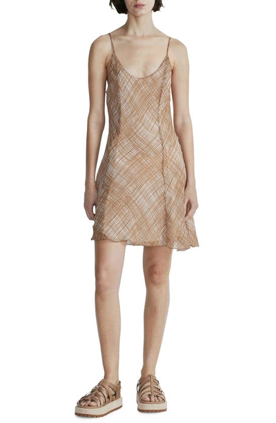 Shop Rag & Bone Delilah Plaid Silk Blend Dress In Tanmult