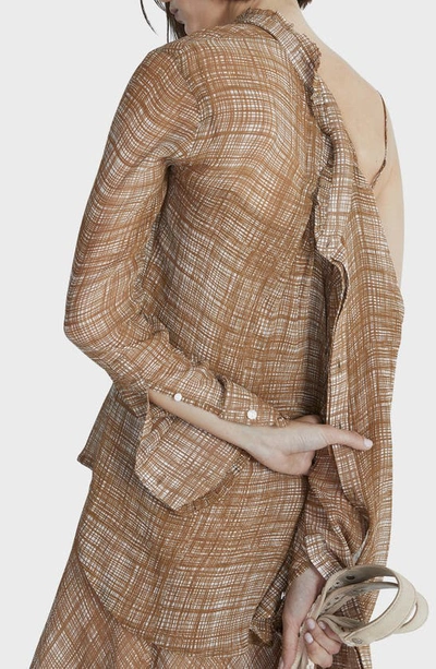 Shop Rag & Bone Delilah Plaid Silk Blend Dress In Tanmult