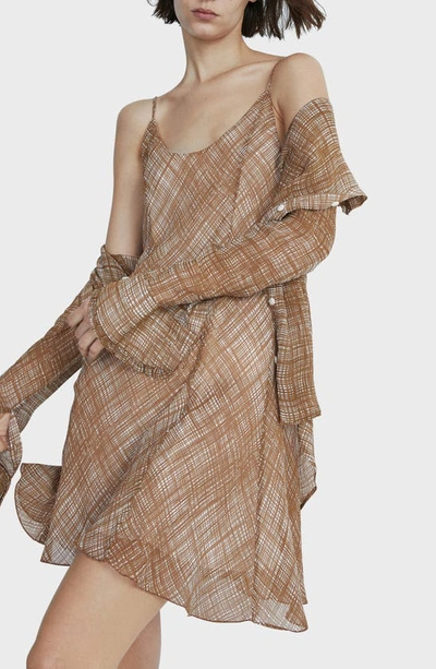 Shop Rag & Bone Delilah Plaid Silk Blend Dress In Tanmult