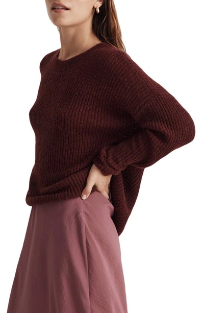 Madewell Ribbed Crewneck Sweater In Cabernet