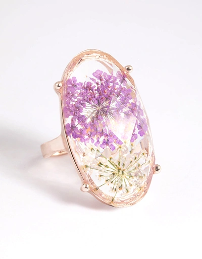 Shop Lovisa Gold And Lilac Flower Ring In Multi
