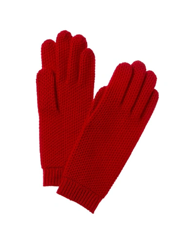 Shop Sofiacashmere Honeycomb Cashmere Gloves In Red