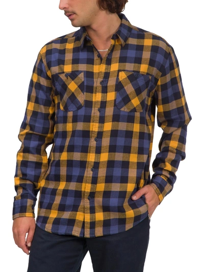 Shop Junk Food Mens Flannel Plaid Button-down Shirt In Multi