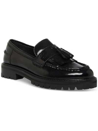 Shop Steve Madden Minka Womens Leather Lugged Sole Loafers In Black