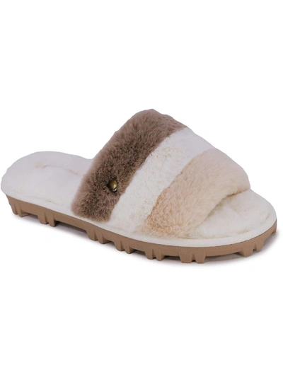 Shop Nautica Chyler Womens Faux Fur Padded Insole Slide Sandals In White