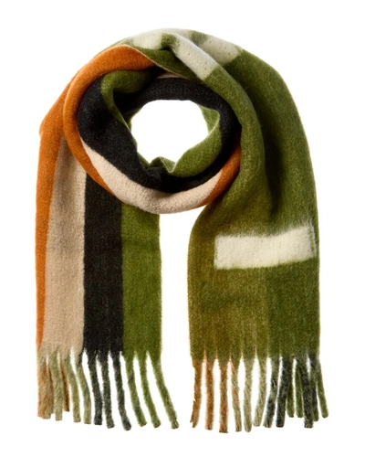Shop Marni Logo Wool, Mohair & Alpaca-blend Scarf In Green