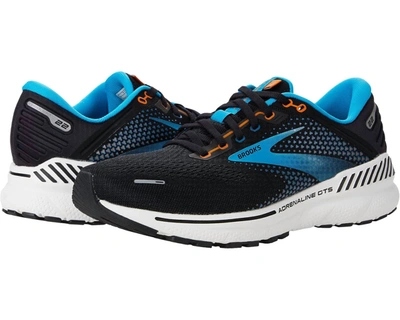 Shop Brooks Men's Adrenaline Gts 22 Running Shoes In Black/blue/orange In Multi