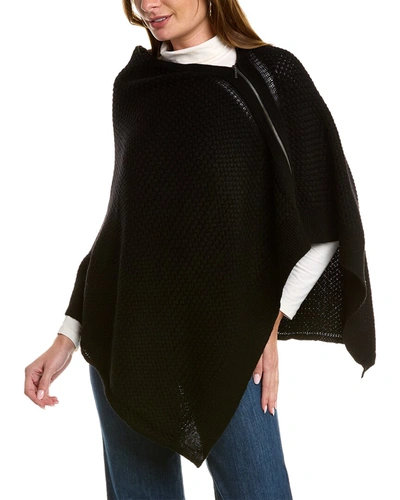 Shop Forte Cashmere Lux Texture Zip-up Wool & Cashmere-blend Poncho In Black