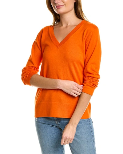 Shop Hannah Rose Santa Monica Cashmere-blend Pullover In Orange