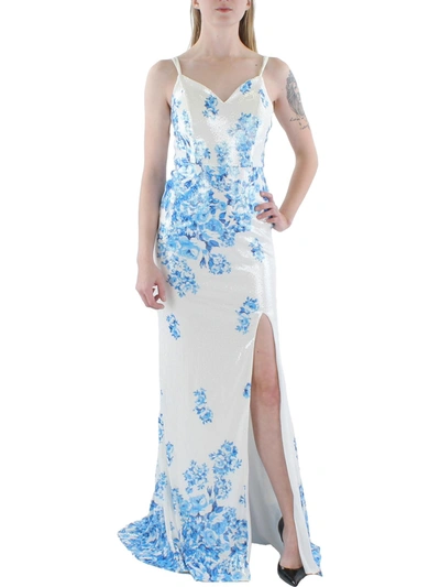 Shop Dear Moon Juniors Womens Sequin Prom Evening Dress In Blue