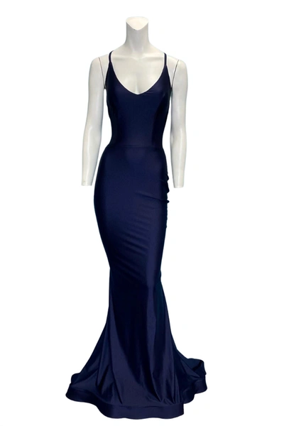 Shop Jessica Angel Evening Gown In Navy Blue