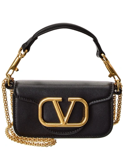 Shop Valentino Vlogo Loco Small Leather Shoulder Bag In Black