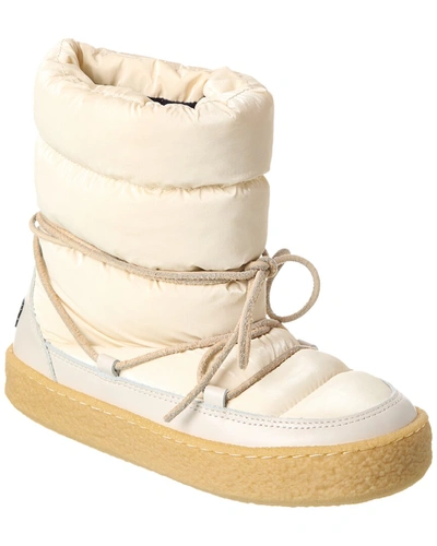Shop Isabel Marant Zimlee Nylon & Leather Snow Boot In White