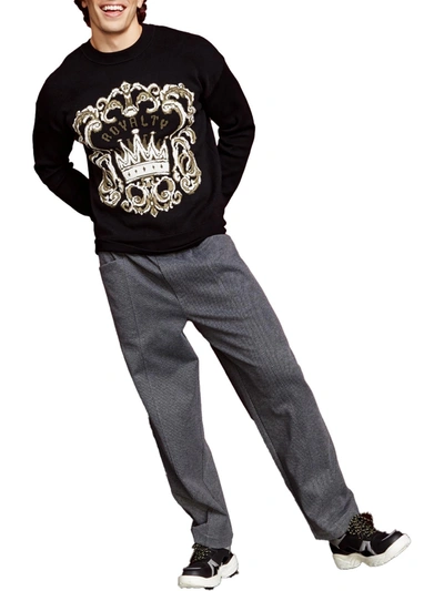 Shop Royalty By Maluma Mens Logo Pullover Crewneck Sweater In Black
