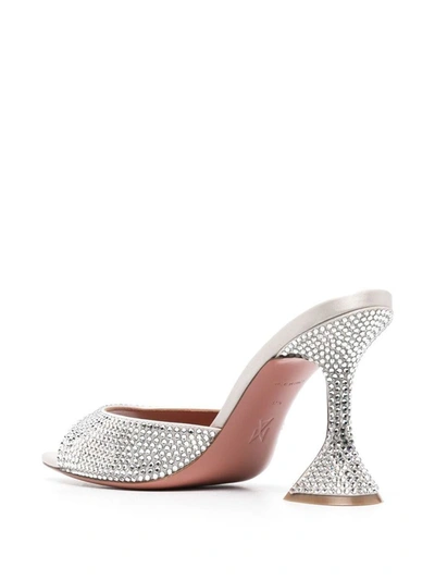 Shop Amina Muaddi Caroline Mules In Silver