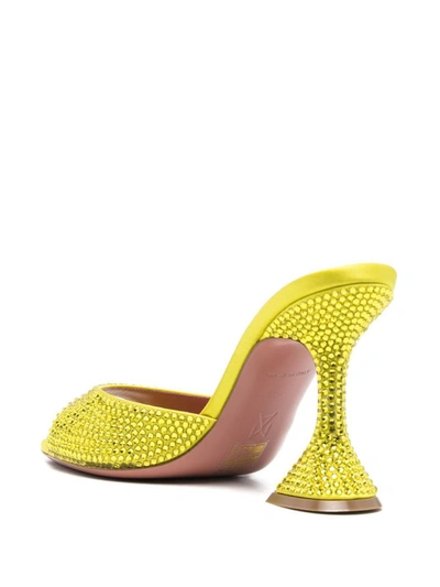 Shop Amina Muaddi Caroline Crystal Mules In Yellow