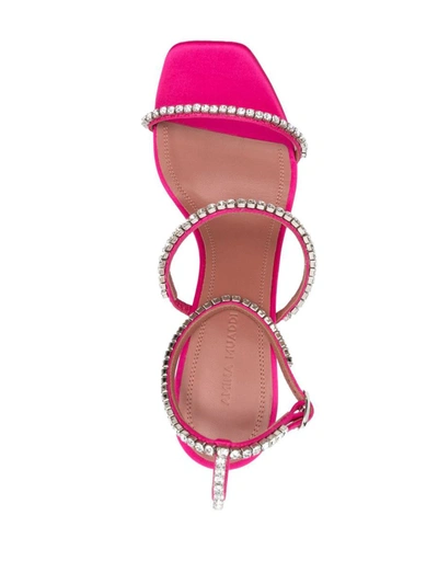 Shop Amina Muaddi Gilda Heel Sandals In Fuchsia