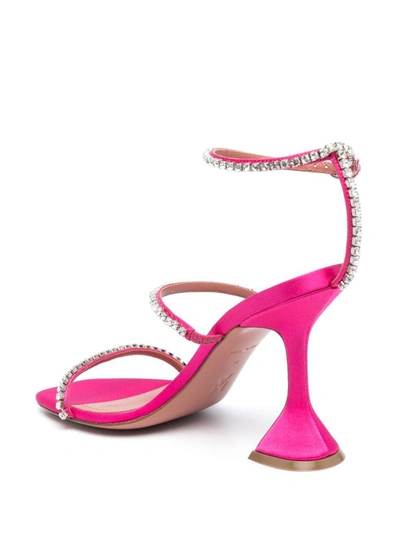 Shop Amina Muaddi Gilda Heel Sandals In Fuchsia