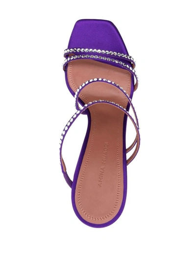 Shop Amina Muaddi Naima Crystal Sandals In Purple