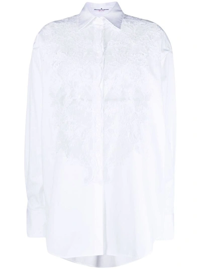 Shop Ermanno Scervino Embroidered Cotton Shirt In White