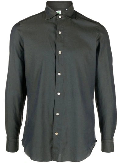 Shop Finamore 1925 Napoli Finamore Slim Fit Flannel Shirt In Grey