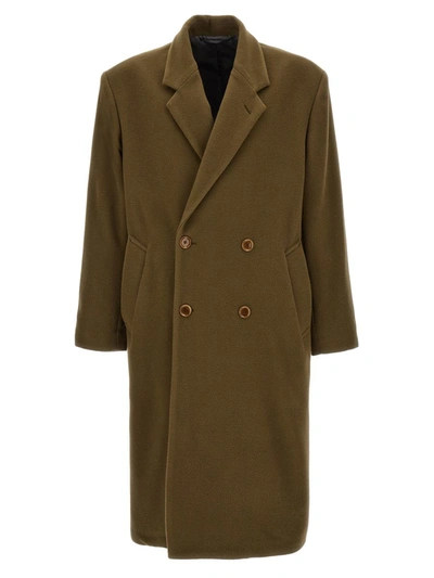 Shop Lemaire 'maxi Db' Coat In Green