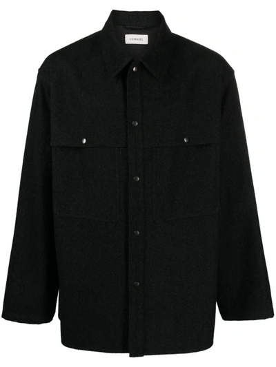 Shop Lemaire Storm Flap Overshirt Clothing In Black