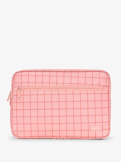 Shop Calpak Padded Laptop Sleeve In Pink Grid | 15-17"