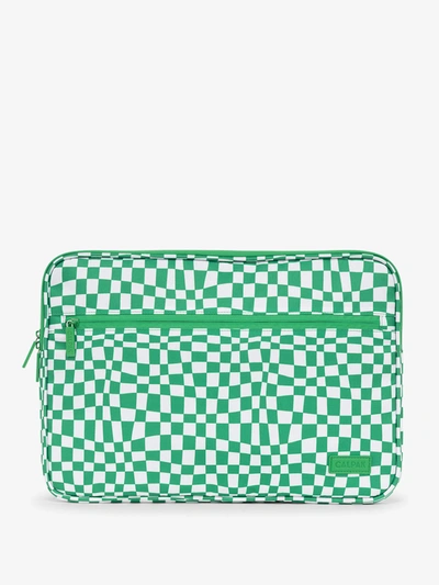 Shop Calpak Padded Laptop Sleeve In Green Checkerboard | 15-17"
