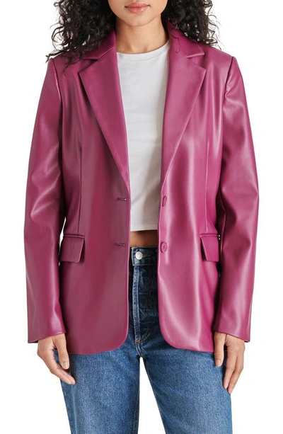 Shop Steve Madden Faux Leather Boyfriend Blazer In Purple Magenta