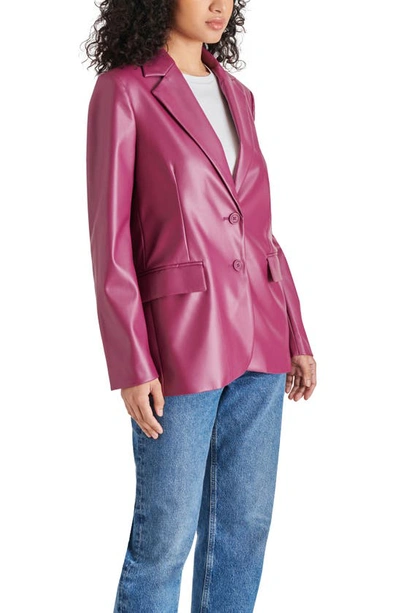 Shop Steve Madden Faux Leather Boyfriend Blazer In Purple Magenta