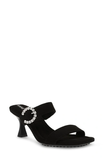 Shop Anne Klein Josie Embellished Sandal In Black Suede