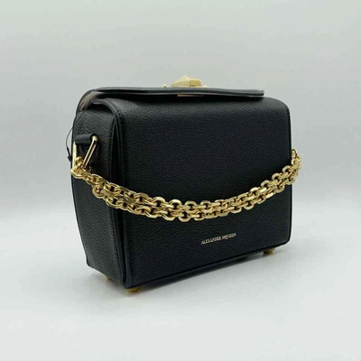 Alexander Mcqueen Black Leather Box 19 Bag W/gold Hardware In Black