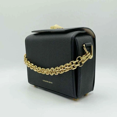Alexander Mcqueen Black Leather Box 19 Bag W/gold Hardware In Black