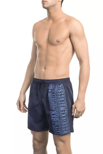 Shop Bikkembergs Chic Blue Printed Swim Men's Shorts