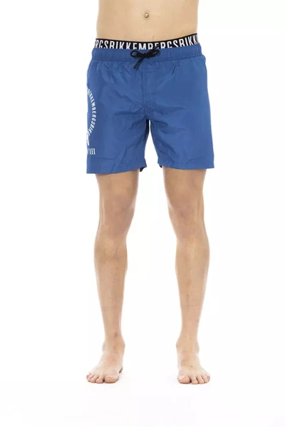 Shop Bikkembergs Sleek Layered Swim Shorts - Elegant Men's Blue