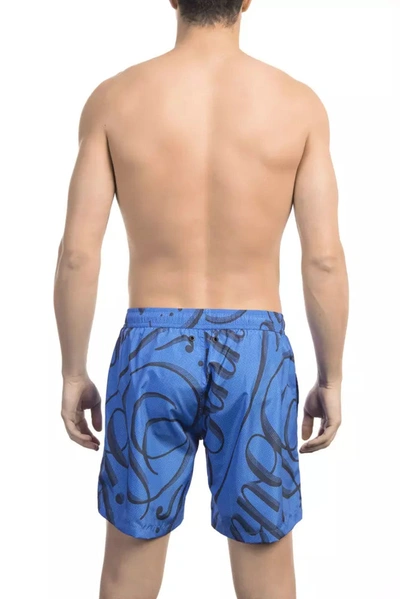Shop Bikkembergs Elegant Blue Printed Swim Men's Shorts
