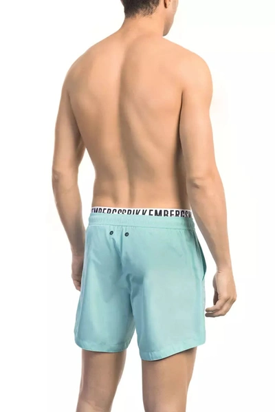 Shop Bikkembergs Elegant Light Blue Swim Shorts With Branded Men's Band