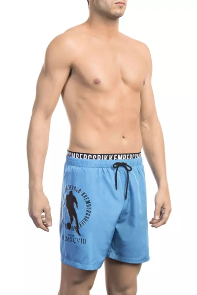 Shop Bikkembergs Chic Light Blue Layered Swim Men's Shorts