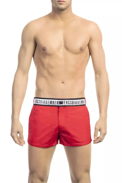 Shop Bikkembergs Red Micro Swim Shorts With Contrast Men's Band